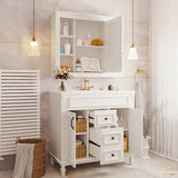 36'' Bathroom Vanity with Top Sink, Mirror Cabinet, Modern Bathroom Storage Cabinet with 2 Soft Closing Doors, Single Sink Bathroom Vanity