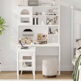 Computer Desk with 90 Degree Rotating Desktop, 43x70 Inch Office Desk with Storage Drawer and Cabinets, Gaming Desk with Shelves, Writing Desk for Study, Work Desk for Home (Old SKU:N733P279101D)