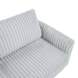 100-inch corduroy fabric sofa with L-shaped modular 3-seat convertible sofa, built-in dual charging ports at the arms, and armrests can be freely placed anywhere