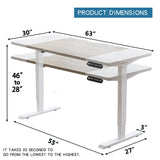 63"×30" Height Adjustable Electric Standing Desk Height Stand Up Computer Desk,Sit and Stand Home Office Desk with Splice Board (oak &white desktop+single motor white frame)