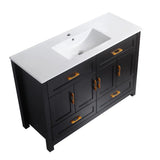 48" Black Bathroom Vanity with Ceramic Sink Combo, Abundant Storage Cabinet -4 Soft close doors and 4 drawers