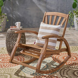 Outdoor Acacia wood Rocking Chair with Retractable foot panel,Rocker Patio Rocking Chair for Porch, Patio, Balcony,
