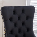 Classic Velvet Dining Chairs,  High-end Tufted Solid Wood Contemporary Velvet Upholstered Dining Chair with Wood Legs Nailhead, SET OF 2,Black and Patterned,SW2201BK