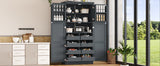 [Assembly Video Provided] TOPMAX 35.5x17.6x70.9inch Freestanding Kitchen Pantry Cabinet, Tall Storage Cabinet with 4 Doors, 2 Door Shelves, 8 Pull-out Trays and Adjustable Shelf for Dining Room, Blue