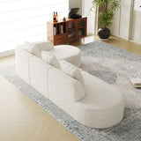 111.8-inch L-shaped curved modular sofa, modern design featuring lychee-textured long-pile polyester fabric, curved backrest with three pillows