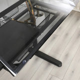 hand crank adjustable drafting table drawing desk with 2 metal drawers (BLACK)WITH STOOL