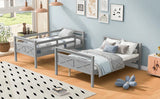Twin over Full Bunk Bed with ladder, Safety Guardrail, Perfect for Bedroom, Gray