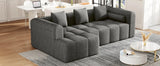 101.2"  Sectional Sofa Full-Compressed Sofa Modular Sofa Couch Free-combined Sofa with Deep Seating  and Two Side Pockets for Living Room, Grey