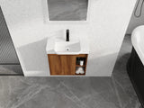 24'' Wall-Mounted Bathroom Vanity with White Ceramic Sink & Soft-Close Door, KD-Packing