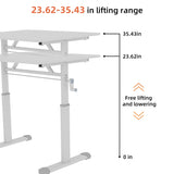 Adjustable study desk suitable for children and adults, height-adjustable, multifunctional home office desk, compact design, desktop dimensions: 60cm × 80cm, white frame, white tabletop.