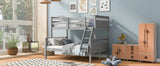 Twin over Full Bunk Bed with ladder, Safety Guardrail, Perfect for Bedroom, Gray