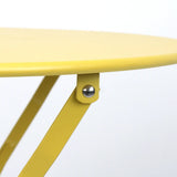 3 Pieces Patio Bistro Balcony Metail Chair Table Set-Yellow