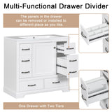 36" Bathroom Vanity without Sink, Cabinet Base Only, Six Drawers, Multi-Functional Drawer Divider, Adjustable Shelf, White
