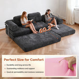 104" Boneless sofa,Sectional Compressed Couch with Chaise, Deep Seat Modular Sectional Sofa Chenille Memory Foam Sofa Boneless Couches for Living Room Bedroom, No Assembly Required
