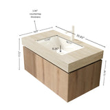 36" MURI White Oak Woodgrain Plywood Cabinet with Double Doors and One Drawer, NO Basin and Top, NO Faucet and Sink Cover