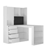 L Shaped Desk with Charger,Computer Desk with Drawers,Bookshelf,with LED Light,Modern Corner Desk,Home Office Desk,L-Shaped Study Table Writing Desk,Corner Gaming Computer Desk with Storage