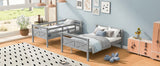 Twin over Full Bunk Bed with ladder, Safety Guardrail, Perfect for Bedroom, Gray