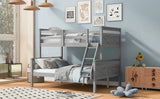 Twin over Full Bunk Bed with ladder, Safety Guardrail, Perfect for Bedroom, Gray