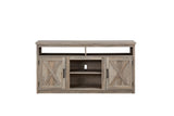 Farmhouse Barn door TV Media Stand Modern Entertainment Console for TV Up to 65" with Open and Closed Storage Space, Gray Wash, L57.87*W15.75*H30.31