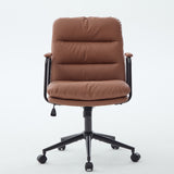 Office Chair,Mid Back Home Office Desk Task Chair with Wheels and Arms Ergonomic PU Leather Computer Rolling Swivel Chair with Padded Armrest,The back of the chair can recline 40° (Black),SW1741BK