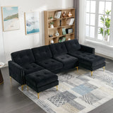 110.6" L-Shape Convertible Sectional Sofa Couch with Movable Ottoman for Living Room, Apartment, Office(Old SKU:SG000970ABB), Black