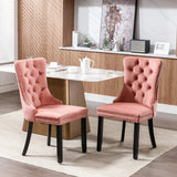 Nikki Collection Modern, High-end Tufted Solid Wood Contemporary Velvet Upholstered Dining Chair with Wood Legs Nailhead Trim 2-Pcs Set,Light Blue, SW2001LB