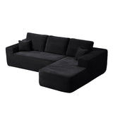 104" Cloud Sectional Sofa with L-Shape Chaise and Side Pockets , Modern Modular Design, Deep Seating, Upholstered Couch for Living Room/Bedroom, No Assembly Required (Plush Fabric), Black,Right