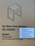 Modern White Nightstand with Drawer, Minimalist Bedside Table with Wood Knob, Compact End Table for Bedroom, Apartment, or Small Spaces, Easy Assembly