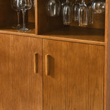 31.5" Liquor Cabinet with Wine Glass Holder & Wine Rack & Adjustable Shelf, Wine Cabinet, Kitchen Coffee Bar Cabinet, Rustic Sideboard Buffet  Cabinet with storage for Home Farmhouse Dining Room