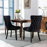 A&A Furniture,Upholstered Wing-Back Dining Chair with Backstitching Nailhead Trim and Solid Wood Legs,Set of 2, Gray,SW8809GY,  KD