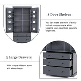 [Assembly Video Provided]TOPMAX 77inch Farmhouse Kitchen Pantry, Freestanding Tall Cupboard Storage Cabinet with 3 Adjustable Shelves, 8 Door Shelves, 3 Drawers for Kitchen, Dining Room, Gray