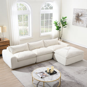 [VIDEO]116'' Fully Compressed Sofa with High Density Foam, Integrated Backrest&Seat Cushion, Decorative Edging, Legless Design without Frame, No Assembly Required, Free Combination, Particle Chenille