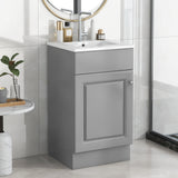 [Video] 18" Bathroom Vanity with Sink, Vanity Cabinet with Door Shelf and Adjustable Shelf, Grey