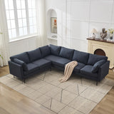 106" W Sectional L Shaped Sofa Couch Set for Living Room, Convertible Oversized 6-Seat Corner Sofa Sets with 2 Pillows, Modern Linen Sofas with Metal Legs for Living Room Apartment