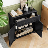 Kitchen Sideboard Buffet Cabinet,Farmhouse Storage Cabinet with Drawer and Adjustable Shelf,Barn Door Accent Cabinet for Kitchen,Dining Room,Entryway,Black
