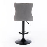 A&A Furniture,Swivel Velvet Barstools Adjusatble Seat Height from 25-33 Inch,17.7 inch base, Modern Upholstered Bar Stools with Backs Comfortable Tufted for Home Pub and Kitchen Island,Gray,Set of 2