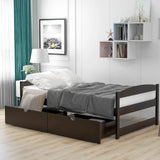 Twin size platform bed, with two drawers, gray