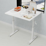 Adjustable study desk suitable for children and adults, height-adjustable, multifunctional home office desk, compact design, desktop dimensions: 60cm × 80cm, white frame, white tabletop.