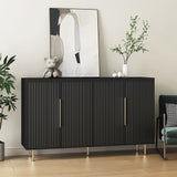 White Modern Buffet Cabinet with Storage, Fluted Sideboard Large Buffet with Adjustable Shelves, Credenza, Accent Cabinet Console Table
