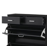 Large size Shoe Cabinet,Free Standing Tipping Bucket Shoe Rack Organizer with 2 Flip Drawers&2 Drawer,Modern Tipping Bucket for Entryway,Hallway,Bedroom-black