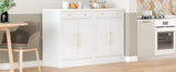 [Assembly Video Provided] TOPMAX Modern Freestanding Kitchen Pantry,Buffet Food Storage, Coffee Bar Cabinet with Drawer, 2 Adjustable Shelves and 2 Door Shelves for Dining, Kitchen, Set of 2, White