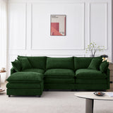105" Modular Sectional Couch,Upholstered Soft Chenille Fabric Sofa,3 Seater with Ottoman L Shape Sofa Beige