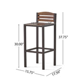 Milos Outdoor Acacia Wood Barstool (Set of 2)