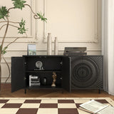 Modern Black Wood Sideboard Buffet Accent Bedroom Media Hallway Curio Kitchen Hutch Storage Cabinet Home Furniture For Dining Room,Living Room,Kitchen(BLACK)