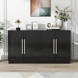TREXM Sideboard Buffet Cabinet with Storage, Buffet Cabinet with Adjustable Shelves and Silver Handles Sideboard Cabinet for Kitchen, Dining Room, Living Room, Black