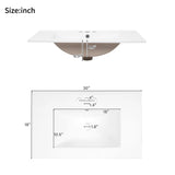30" Bathroom Vanity with Ceramic Sink, Modern Storage Cabinet with Soft-Close Doors, Deep Drawer & Standard Drawer, Stylish Bath Vanity for Small Bathrooms