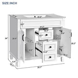 36'' Bathroom Vanity with Top Sink, Mirror Cabinet, Modern Bathroom Storage Cabinet with 2 Soft Closing Doors, Single Sink Bathroom Vanity