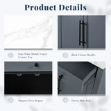 [Assembly Video Provided] TOPMAX Modern Freestanding Kitchen Pantry,Buffet Food Storage, Coffee Bar Cabinet with Drawer, 2 Adjustable Shelves and 2 Door Shelves for Dining, Kitchen, Gray