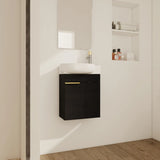 Soft Close Doors Bathroom Vanity With Sink,16 Inch  For Small Bathroom