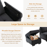 Sleeper Sectional Sofa, L-Shape Corner Couch Sofa-Bed with Storage Ottoman & Hidden Arm Storage & USB Charge  for Living Room Apartment, Black